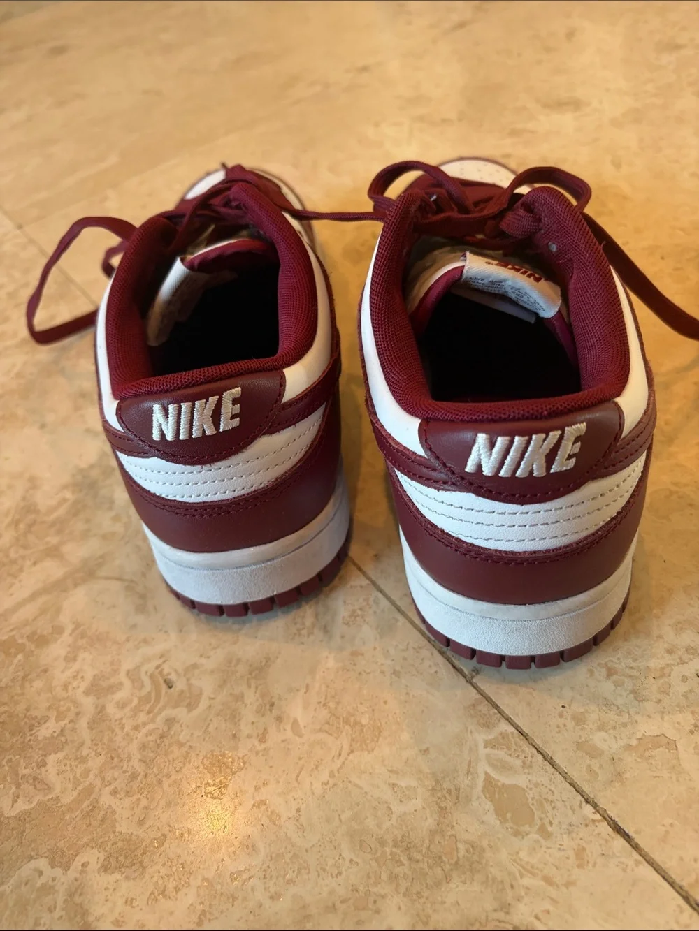 Nike White and Burgundy Dunks